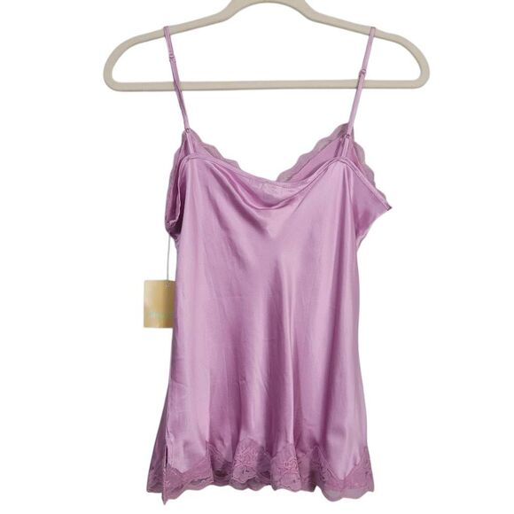 NWT Shu Shu Silk Lace Babydoll Camisole‎ Top Sz L Pink Silky Coquette Fairy Y2K - Picture 2 of 6